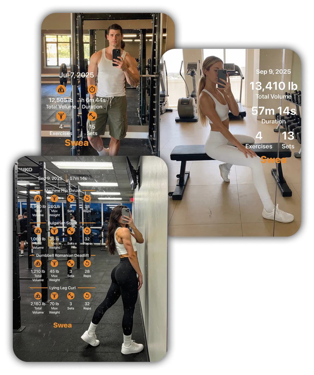 The Swea app displaying a workout summary card