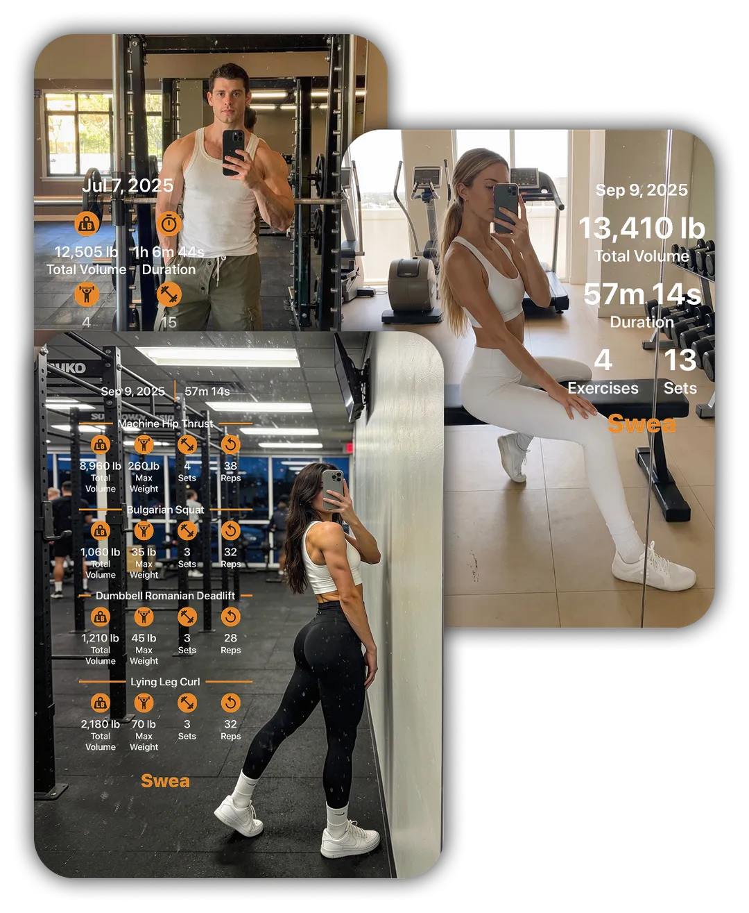 The Swea app displaying a workout summary card